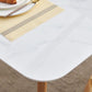 Contemporary Style Rectangle Table Sintered Stone Table with Wood Legs for Kitchen