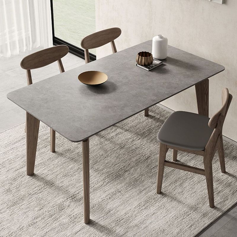 Modern 1/4/5/6 Pieces Rectangle Dining Set Sintered Stone Top Solid Wood Table Set Clearhalo 'Dining Room Sets' 'Dining Tables & Seating' 'dining_room_set' 'furn' 'furn_dining_room_set' 'Furniture' 'Kitchen & Dining Furniture' 1200x1200_12a59ee6-43d9-4b5f-af17-a75d1dfd8bac