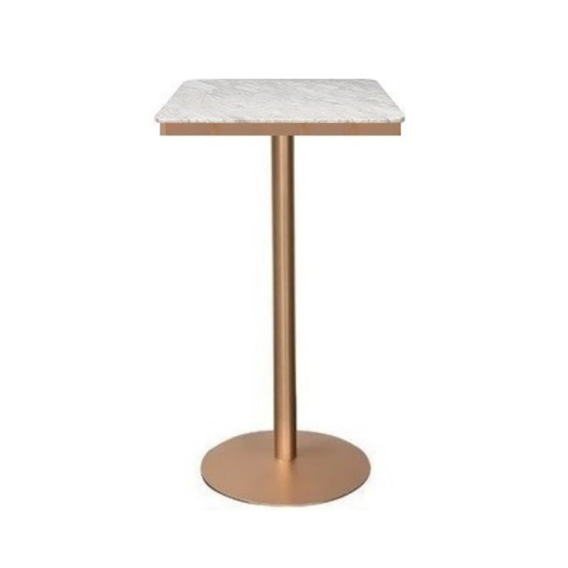 Glam White Faux Marble Pub Bar Table Indoor Iron Bar Dining Table with Single Pedestal Clearhalo 'Bar Furniture' 'Bar Tables' 'bar_tables' 'furn' 'furn_bar_tables' 'Furniture' 'furniture_bar_tables' 'Kitchen & Dining Furniture' 1200x1200_12a6730d-f616-4323-8760-73230fbe3341