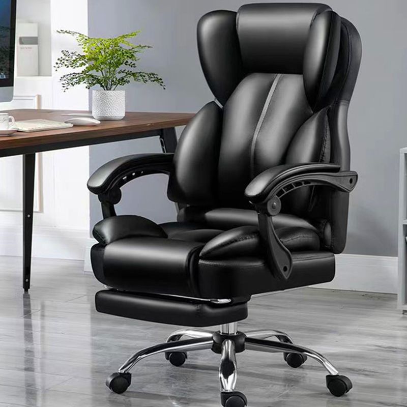 Modern Swivel Chair Adjustable Seat Height Faux Leather Office Chair with Wheels Clearhalo 'furn' 'furn_office_chair' 'Furniture' 'Office Chairs' 'Office Furniture' 'office_chair' 1200x1200_12aa2d77-e826-4d08-b74a-0815657f8165