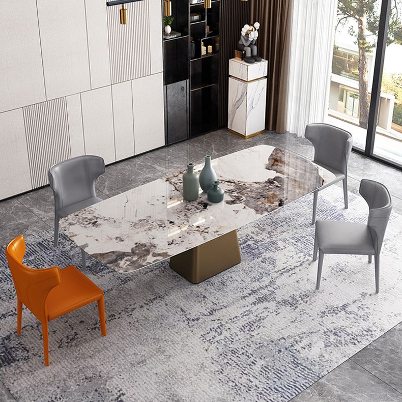 Glam Rectangle Shape Standard Table Sintered Stone Gray Dining Table for Kitchen Clearhalo ' dining_table' 'Dining Tables & Seating' 'Dining Tables' 'furn' 'furn_dining_table' 'Furniture' 'furniture_dining_table' 'Kitchen & Dining Furniture' 'kitchen&dining_furn' 'kitchen' 'kitchen_dining_table' 1200x1200_12ade6a3-9ec4-4f90-8754-ac16d7e0813b