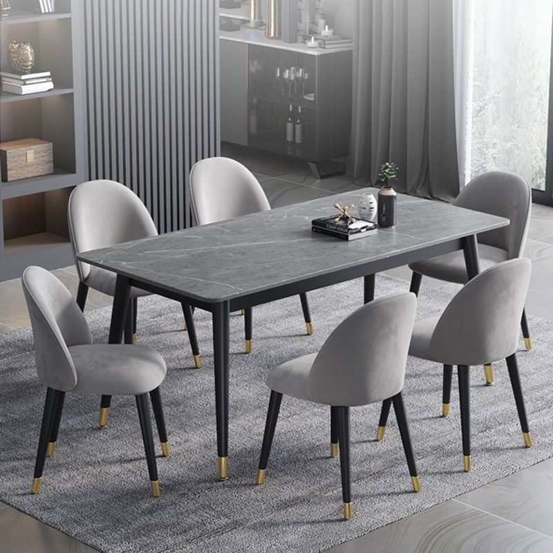 Rectangle 4 Legs Dining Table Modern Dining Room Table of Sintered Stone Clearhalo 'Dining Tables & Seating' 'Dining Tables' 'dining_table' 'furn' 'furn_dining_table' 'Furniture' 'Kitchen & Dining Furniture' 1200x1200_12b08ba5-e75b-4d75-b0d2-f93b075927ec