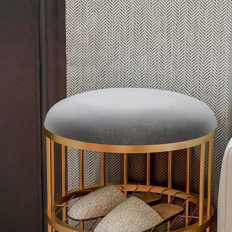 Glam Cylinder Shape Pouf Chair Plain Velvet with Bottom Rack Storage Pouf Clearhalo 'furn' 'furn_ottomans_poufs' 'Furniture' 'Living Room Furniture' 'Ottomans & Poufs' 'ottomans_poufs' 1200x1200_12b1882d-4ea8-41c0-82ce-2ca216e7a471