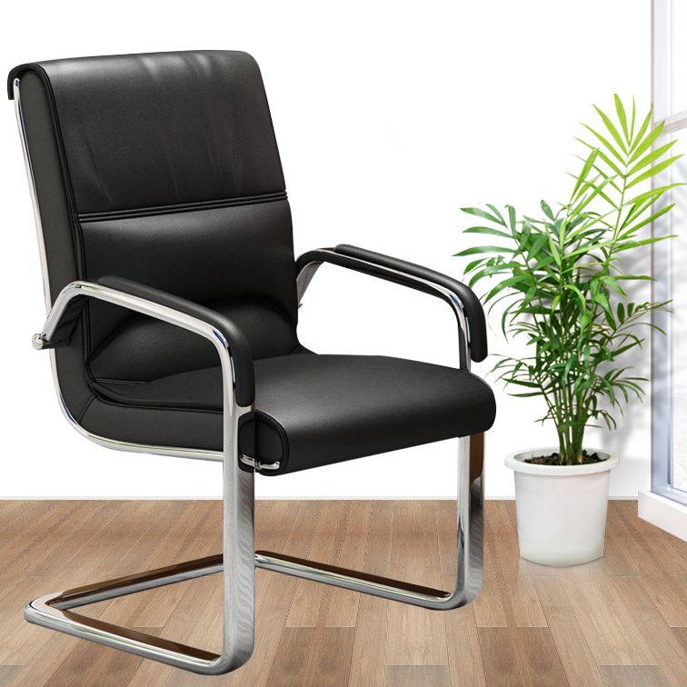 Chrome Metal Base Contemporary Style Task Chair Leather Office Chair Clearhalo 'furn' 'furn_office_chair' 'Furniture' 'furniture_office_chair' 'Office Chairs' 'Office Furniture' 'office_chair' 1200x1200_12b1e19e-a76b-46e6-a5c3-59964c60896e