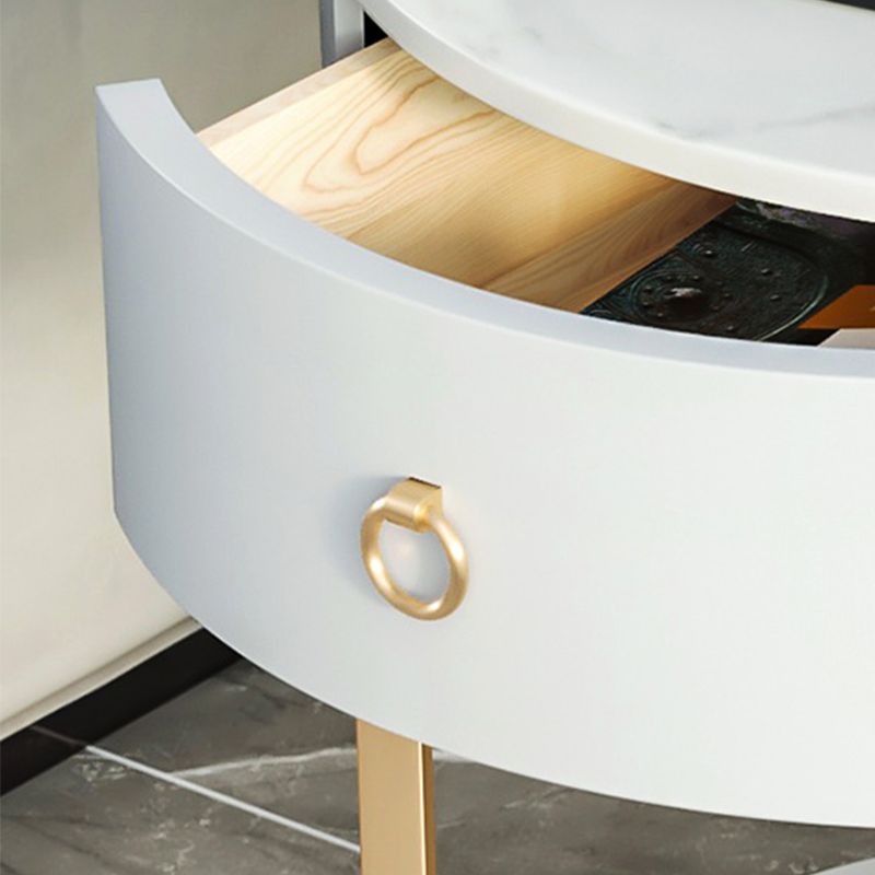 1-Drawer Shelf Included Stone Side Table - 19.69" W x 19.69" D x 22.83" H