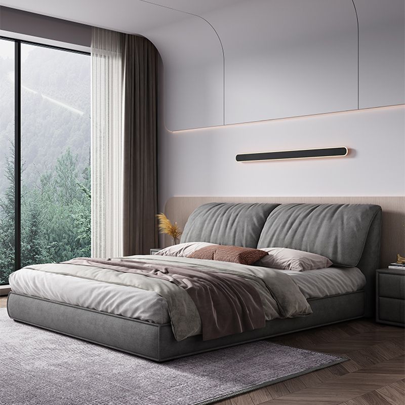 Modern Style Upholstered Headboard Grey Imitation Leather Bed Clearhalo 'Bedroom Furniture' 'Beds' 'furn' 'furn_beds' 'Furniture' 1200x1200_12b3fd31-4982-4ef2-a891-ff49ec296737