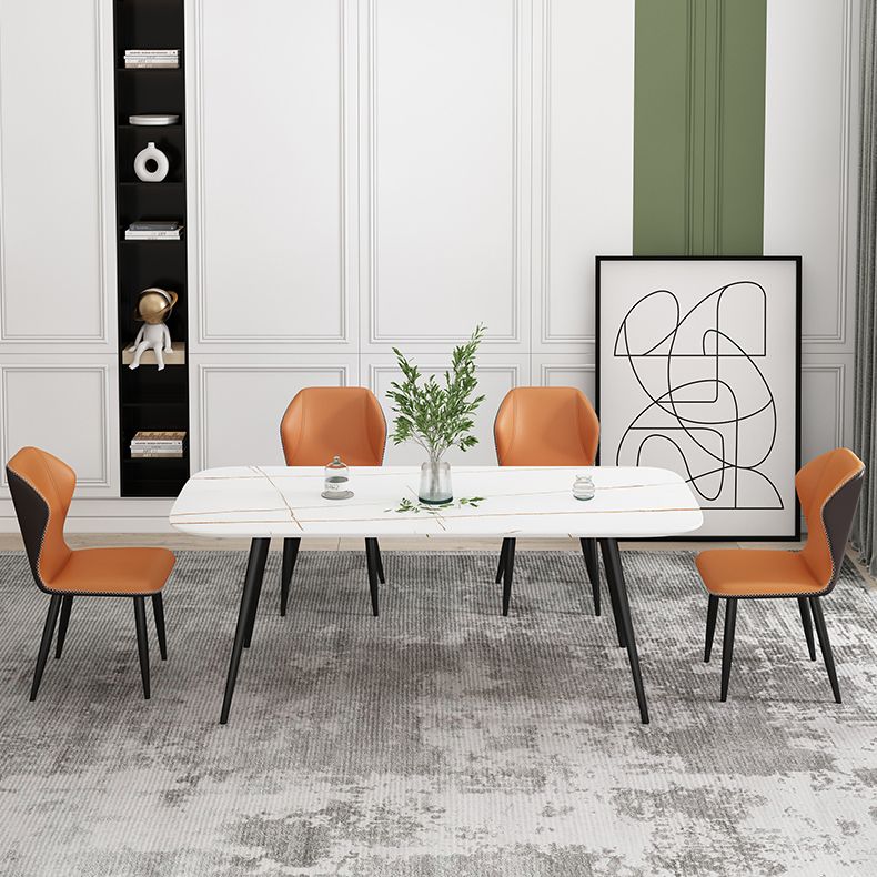 Scandinavian Home Side Chair Wingback Metal Upholstered Dining Room Chair Clearhalo ' kitchen&dining_furn' 'Dining Chairs' 'Dining Tables & Seating' 'dining_chair' 'furn' 'furn_dining_chair' 'Furniture' 'furniture_dining_chair' 'Kitchen & Dining Furniture' 'kitchen' 1200x1200_12b43d05-de59-4cf0-b540-2e6e25718033