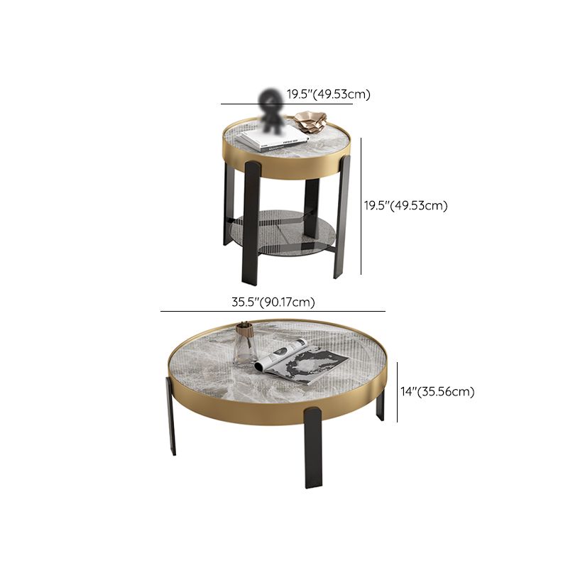 Contemporary Coffee Table Set 4 Legs Slate Coffee Cocktail Table Clearhalo 'Coffee & Accent Tables' 'Coffee Tables' 'coffee_tables' 'furn' 'furn_coffee_tables' 'Furniture' 'Living Room Furniture' 1200x1200_12b8a762-137c-40af-aaa9-c30e5fada76f