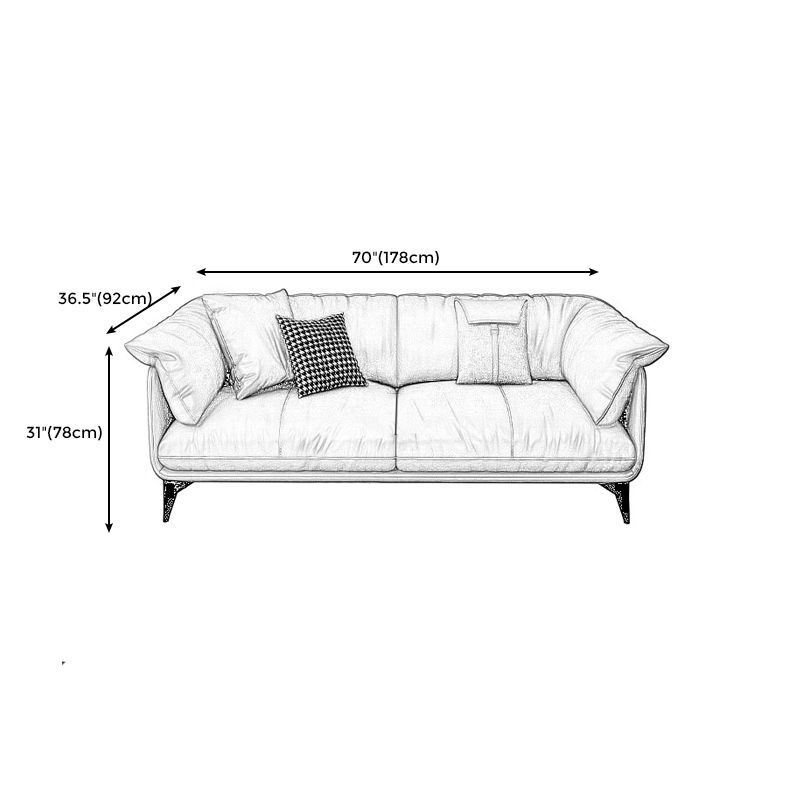 Tan Cushion Back Contemporary Stain-Resistant Genuine Leather Sofa Clearhalo 'furn' 'furn_sectionals' 'Furniture' 'furniture_sectionals' 'kitchen' 'kitchen_sectionals' 'Living Room Furniture' 'Sectionals' 1200x1200_12b8d611-630d-4ba2-871a-c81f8f8c5dd8