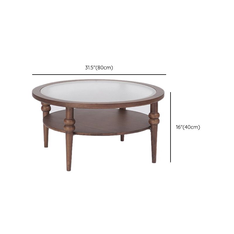 Modern Glass Top Coffee Table Solid Wood Brown Table with Storage Clearhalo 'Coffee & Accent Tables' 'Coffee Tables' 'coffee_tables' 'furn' 'furn_coffee_tables' 'Furniture' 'Living Room Furniture' 1200x1200_12b9615c-73fe-4363-8ddf-09b8b76da3cf