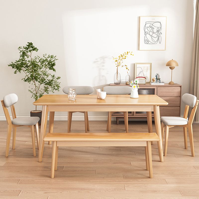 Rectangle 4 Legs Modern Dining Table Wood Color Fixed Table of Solid Wood Clearhalo ' dining_table' 'Dining Tables & Seating' 'Dining Tables' 'furn' 'furn_dining_table' 'Furniture' 'furniture_dining_table' 'Kitchen & Dining Furniture' 'kitchen&dining_furn' 'kitchen' 'kitchen_dining_table' 1200x1200_12bb5246-4ff0-4a11-83a9-fccc4ea5d654