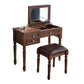 17.71" Wide Ash Vanity Set with Mirror Brown Dresser with 2-Drawer