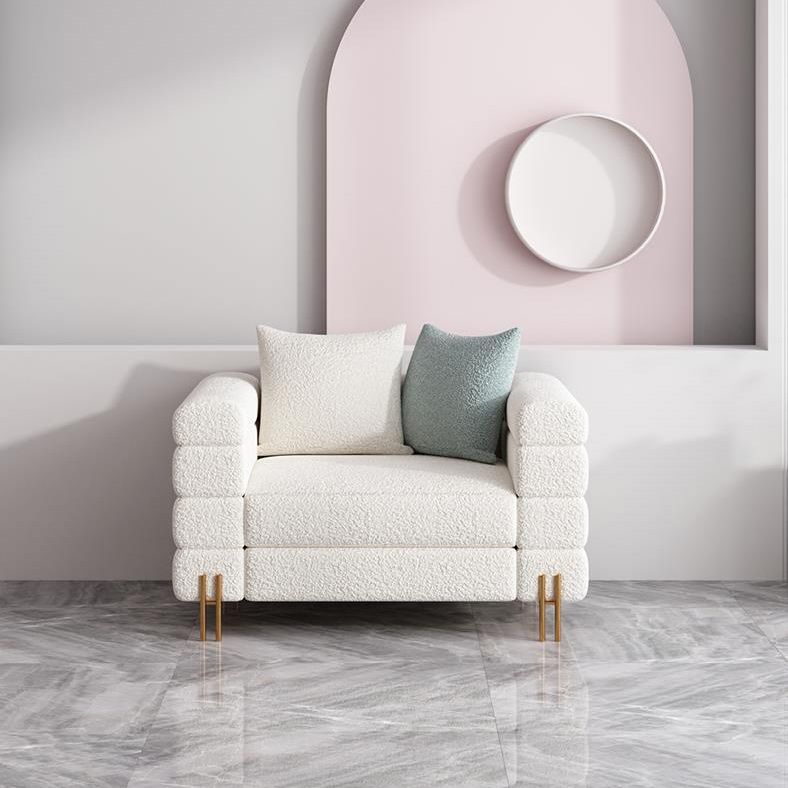 Sofá de lana blanca moderna con brazo de esmoquin y espalda apretada para apartamento
