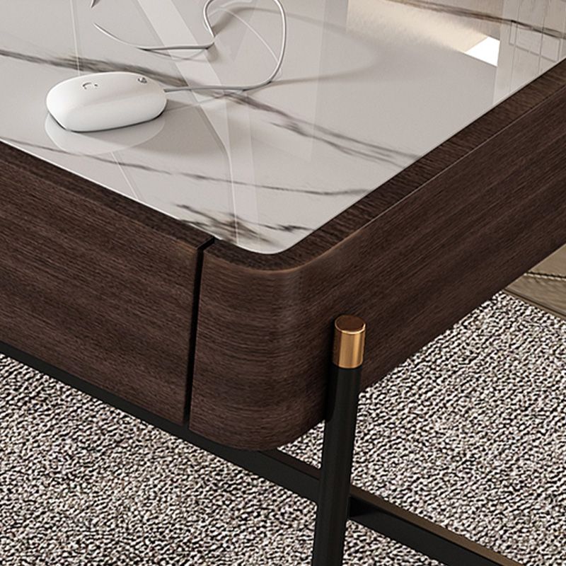 グラム長方形のライティングデスクストーンオフィスデスク3つの引き出し付き