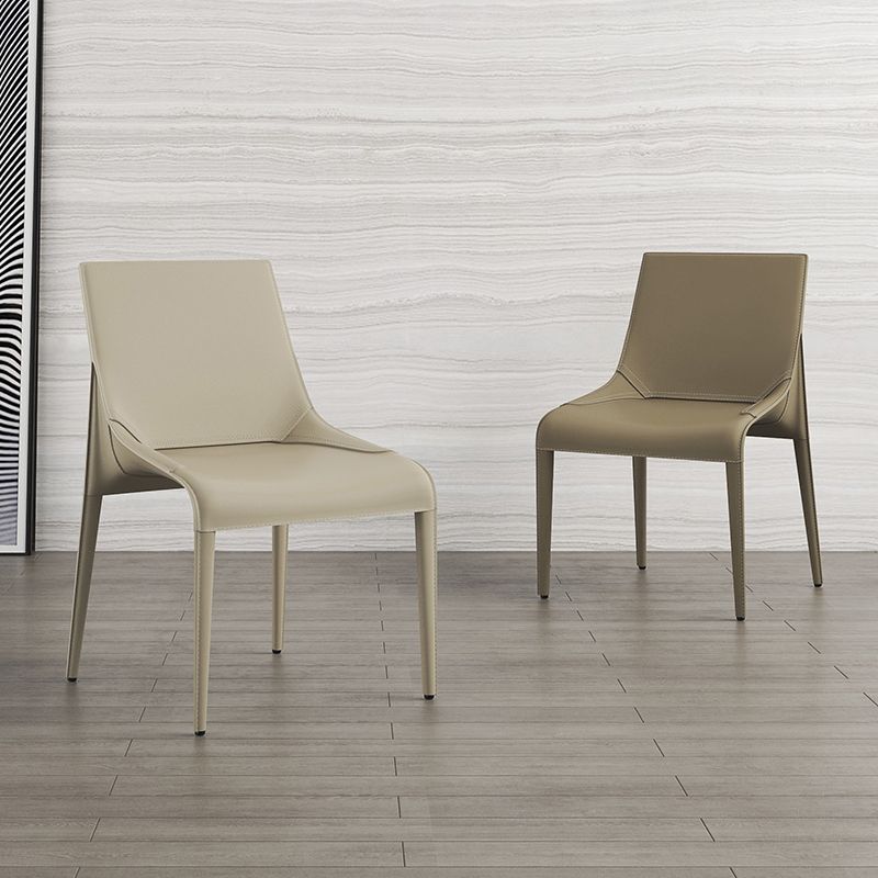 Minimalist Design Leather Dining Side Chairs Armless Solid Back Chair Clearhalo ' kitchen&dining_furn' 'Dining Chairs' 'Dining Tables & Seating' 'dining_chair' 'furn' 'furn_dining_chair' 'Furniture' 'furniture_dining_chair' 'Kitchen & Dining Furniture' 'kitchen' 1200x1200_12bd945a-4b8f-4530-a199-92156fdf9795