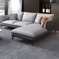 Faux Leather Sofa & Chaise Modern Flared Arm Sofa in Light Grey