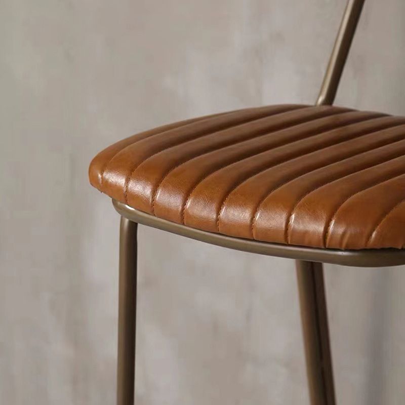 Industrial Metal Barstool Faux Leather Footrest Low Back Counter Stool with Iorn 4 Legs Clearhalo 'Bar Furniture' 'Bar Stools' 'bar_stools' 'furn' 'furn_bar_stools' 'Furniture' 'Kitchen & Dining Furniture' 1200x1200_12c1c5e8-7120-4e28-a6d5-52ca3b2335bb