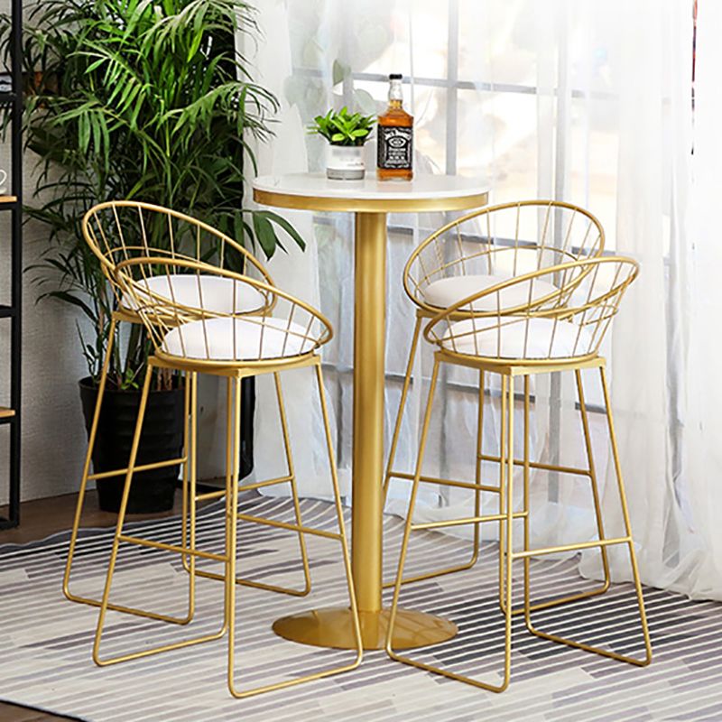 Glam Gold Iron Bar Table 21.6"W Round Top Marble Bistro Table for Breakroom Clearhalo 'Bar Furniture' 'Bar Tables' 'bar_tables' 'furn' 'furn_bar_tables' 'Furniture' 'furniture_bar_tables' 'Kitchen & Dining Furniture' 'kitchen&dining_furn' 'kitchen' 1200x1200_12c39a65-ad22-43c5-b2c3-276133c89bd8