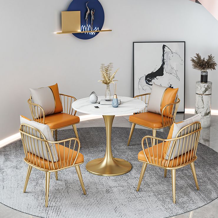 Modern Round Sintered Stone Top Dining Table White Standard Dining Table for Kitchen Clearhalo ' dining_table' 'Dining Tables & Seating' 'Dining Tables' 'furn' 'furn_dining_table' 'Furniture' 'furniture_dining_table' 'Kitchen & Dining Furniture' 'kitchen&dining_furn' 'kitchen' 'kitchen_dining_table' 1200x1200_12c3d6eb-1d7f-4bd8-883d-f21f75a60fde