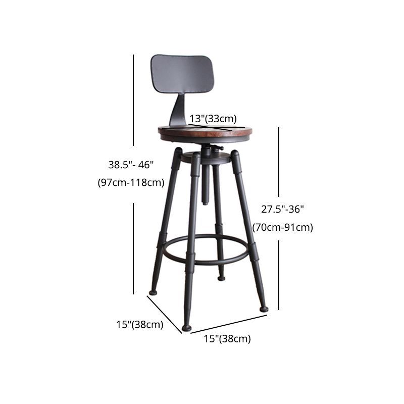 Industrial Style Round Seat Adjustable Height Counter Stool for Kitchen Bar Clearhalo 'Bar Furniture' 'Bar Stools' 'bar_stools' 'furn' 'furn_bar_stools' 'furniture_bar_stools' 'Kitchen & Dining Furniture' 'kitchen&dining_furn' 'kitchen' 'kitchen_furn' Furniture' 1200x1200_12c75342-a7da-4d1b-88c0-1b56730574d7