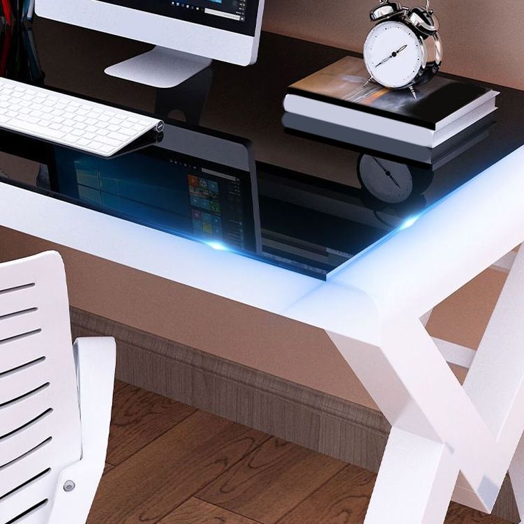 Glazen en metalen computerbureau Sled Moderne rechthoekige kantoorbureau, 23,6 "breed