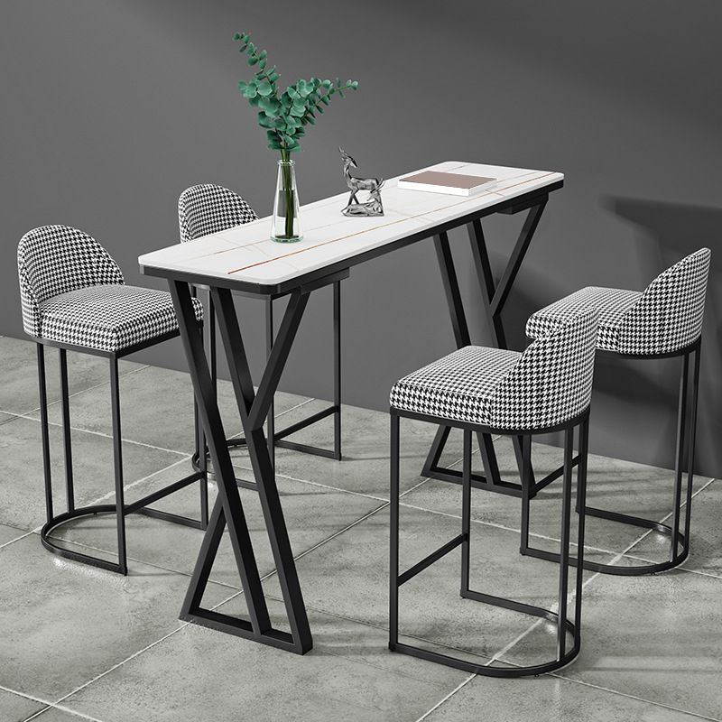 Table de Bar rectangulaire en pierre frittée, Base de traîneau, Table à manger pour cuisine et salon