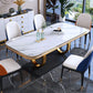 Traditional Luxury Sintered Stone Top Dining Table Rectangle Table with Metal Pedestal Clearhalo ' dining_table' 'Dining Tables & Seating' 'Dining Tables' 'furn' 'furn_dining_table' 'Furniture' 'furniture_dining_table' 'Kitchen & Dining Furniture' 'kitchen&dining_furn' 'kitchen' 'kitchen_dining_table' 1200x1200_12ccd6d9-825a-4694-aa39-e24cbc28a40d