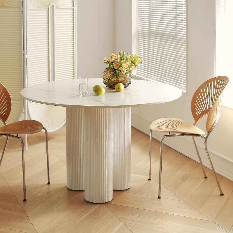 Contemporary Round Dinette Table Sintered Stone and Solid Wood Top Table Clearhalo 'Dining Tables & Seating' 'Dining Tables' 'dining_table' 'furn' 'furn_dining_table' 'Furniture' 'Kitchen & Dining Furniture' 1200x1200_12d1982b-481d-45ec-890a-7497cec0a2f7