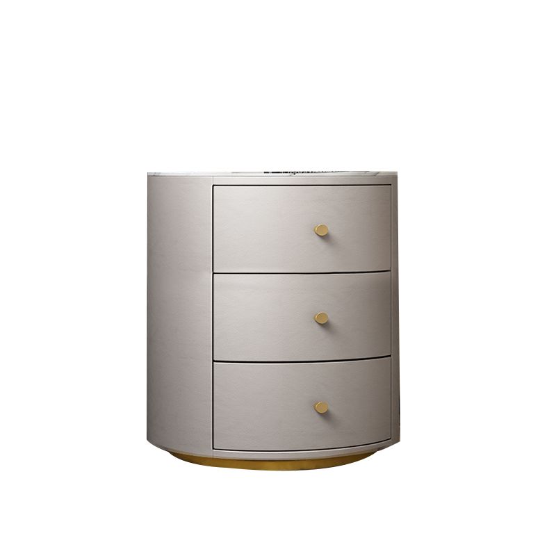 Glam Night Tisch Kunstleder und echter Marmor -Nachtschrankschubladen enthalten