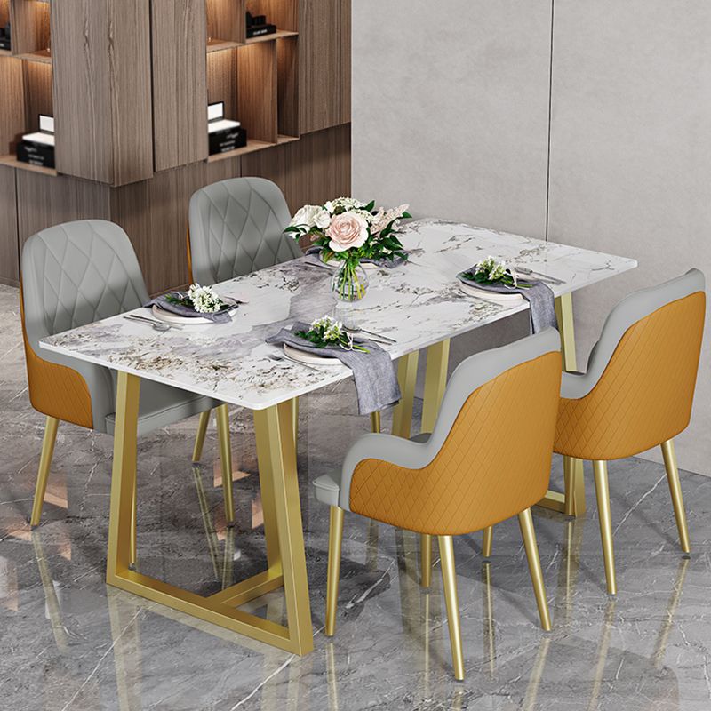Luxury Style Sintered Stone Dining Table Double Pedestal Base Rectangle Table for Home Clearhalo ' dining_table' 'Dining Tables & Seating' 'Dining Tables' 'furn' 'furn_dining_table' 'Furniture' 'furniture_dining_table' 'Kitchen & Dining Furniture' 'kitchen&dining_furn' 'kitchen' 'kitchen_dining_table' 1200x1200_12d3e5c1-7200-4bc2-85fc-e9bf9aeeba5d