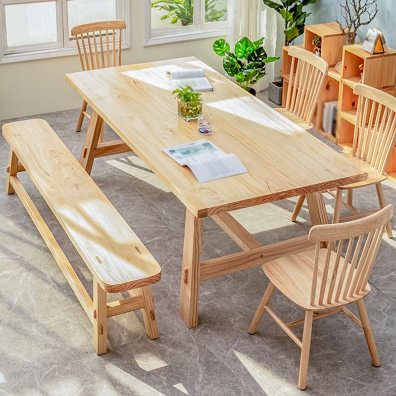 Rechthoek eettafel eigentijdse stijl massieve houten eettafel voor thuiskeuken