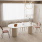 Slate and Metal Table Glam Style Simple Home Oval Dining Table