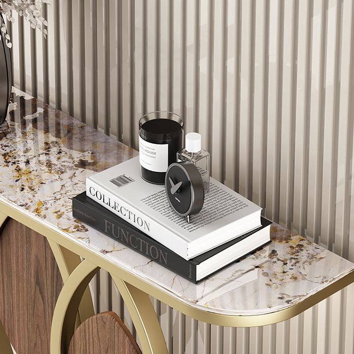 Tavolo console in pietra glam tela metallica tavola accento mezzaluna, 31,49 "di alto livello