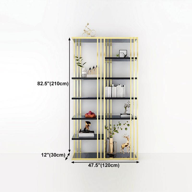 82.67"H Bookshelf Gold Glam Style Open Back Bookcase for Home Office Study Room Clearhalo 'Bookcases' 'furn' 'furn_bookcases' 'Furniture' 'furniture_bookcases' 'kitchen' 'kitchen_bookcases' 'Living Room Furniture' 'Office Furniture' 1200x1200_12d722ff-0784-4b2f-8913-37967567d0da
