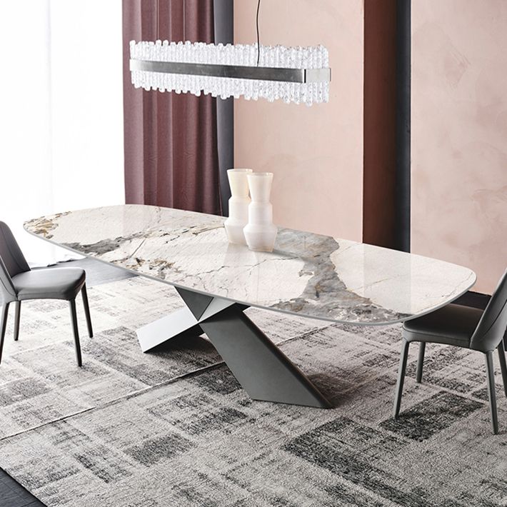Metal Traditional Luxury Rectangular Dining Table Sintered Stone Dining Table with Pedestal Base Clearhalo ' dining_table' 'Dining Tables & Seating' 'Dining Tables' 'furn' 'furn_dining_table' 'Furniture' 'furniture_dining_table' 'Kitchen & Dining Furniture' 'kitchen&dining_furn' 'kitchen' 'kitchen_dining_table' 1200x1200_12d73c6d-5706-4513-b4df-aeb94b15ba61