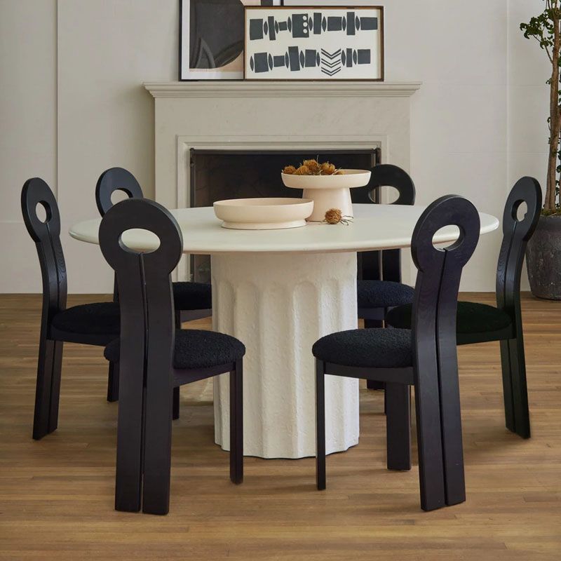 Vaste houten frame zijstoel Slat achterzijde stoel met linnen bekleed