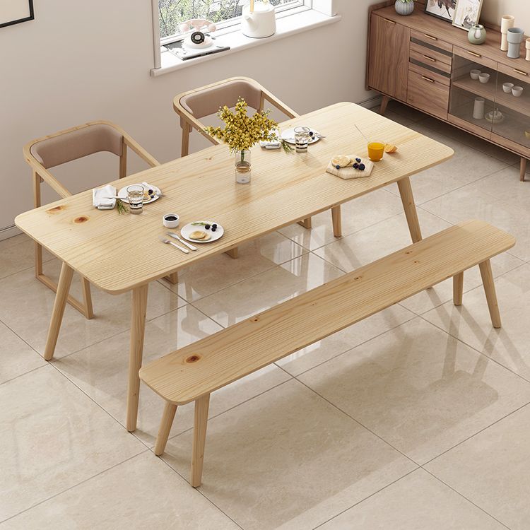 Rechthoekige eettafel Modern natuurlijk eiken massief houten tafelblad voor woonkamer