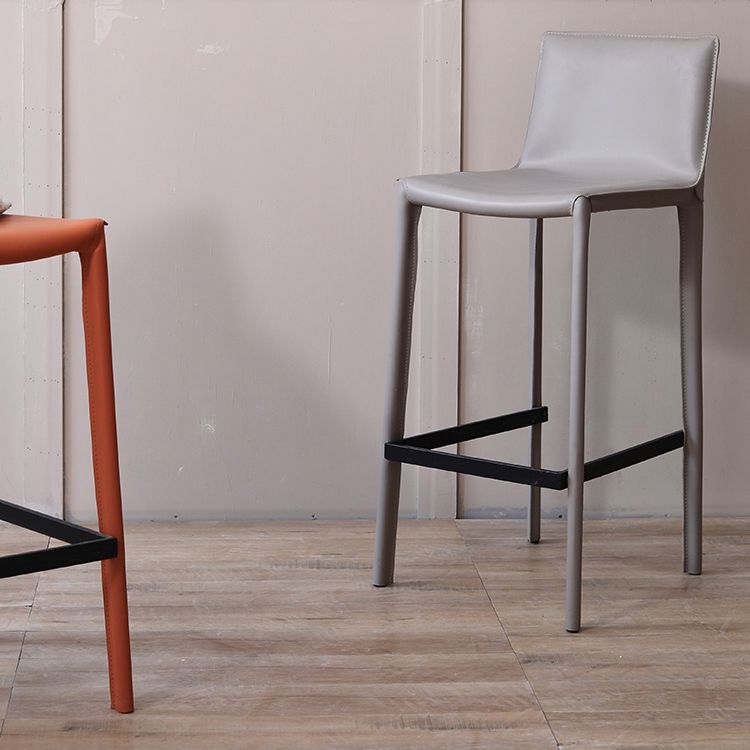 Faux Leather Armless Bar Stool Nordic Style Low Back Bar Stools for Living Room