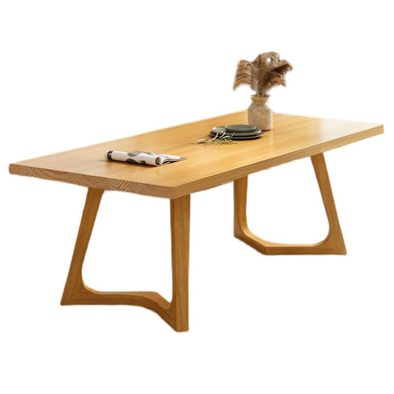 Rectangle Wood Color Dining Table Pine Solid Wood Table Modern with Double Pedestal Clearhalo ' dining_table' 'Dining Tables & Seating' 'Dining Tables' 'Furniture' 'furniture_dining_table' 'Kitchen & Dining Furniture' 'kitchen&dining_furn' 'kitchen' 'kitchen_dining_table' 1200x1200_12da5e6c-d695-4b4c-905a-f6c98704a1a1