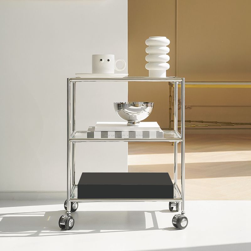 22.44" Tall 4 Legs Side Table with Shelves Modern Metal End Table Stand Clearhalo 'Coffee & Accent Tables' 'End & Side Tables' 'end_side_tables' 'furn' 'furn_end_side_tables' 'Furniture' 'Living Room Furniture' 1200x1200_12daaee7-b3c5-49f7-bd0d-c07f9831ad1d
