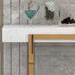 Tavolo da console glam di marmo e metallo rettangolo in bianco e nero