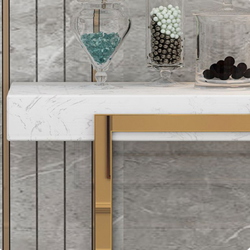 Tavolo da console glam di marmo e metallo rettangolo in bianco e nero