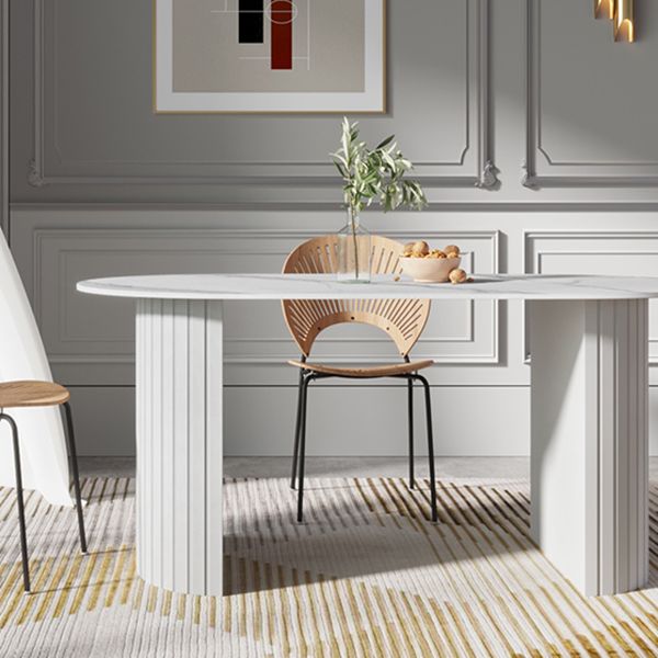Metal Modern Oval Dining Table White Sintered Stone Table for Dining Room and Kitchen Clearhalo ' dining_table' 'Dining Tables & Seating' 'Dining Tables' 'Furniture' 'furniture_dining_table' 'Kitchen & Dining Furniture' 'kitchen&dining_furn' 'kitchen' 'kitchen_dining_table' 1200x1200_12dc4483-a6d1-4260-b9a9-7a0abe2381bc