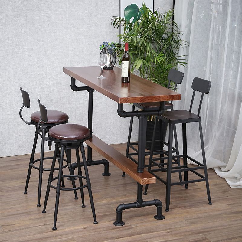 Modern Rectangle Bar Dining Table Wood Bar Height Table with Tube-Shaped Base Clearhalo 'Bar Furniture' 'Bar Tables' 'bar_tables' 'furn' 'furn_bar_tables' 'Furniture' 'furniture_bar_tables' 'Kitchen & Dining Furniture' 'kitchen&dining_furn' 'kitchen' 1200x1200_12dd086d-b7b7-4339-8231-f495c0a8e36c