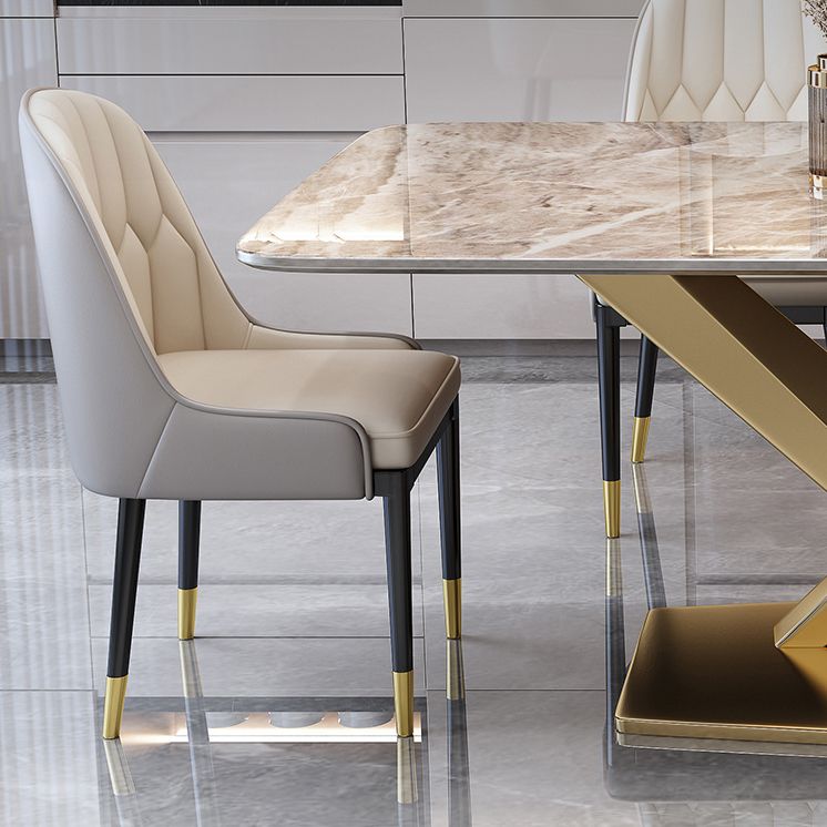 Modern Gray Kitchen Dining Set Sintered Stone Rectangle Shape Dining Set with Pedestal Clearhalo 'Dining Room Sets' 'Dining Tables & Seating' 'dining_room_set' 'furn' 'furn_dining_room_set' 'Furniture' 'furniture_dining_room_set' 'Kitchen & Dining Furniture' 'kitchen&dining_furn' 'kitchen' 1200x1200_12dedfdf-25da-4d82-a2e8-4b3796291db8