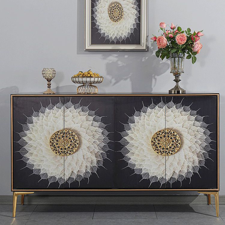 Glam Sideboard Engineered Wood Sideboard with Doors for Living Room Clearhalo 'buffet_sideboard' 'Buffets & Sideboards' 'furn' 'furn_buffet_sideboard' 'Furniture' 'Kitchen & Dining Furniture' 1200x1200_12e2bf48-8b40-4543-8273-5dda89708acf