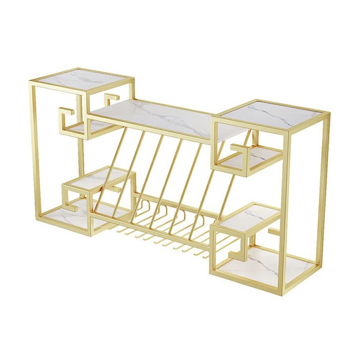 Pastilla de vino montada en la pared botella de vino de metal y estante de vidrio para el comedor