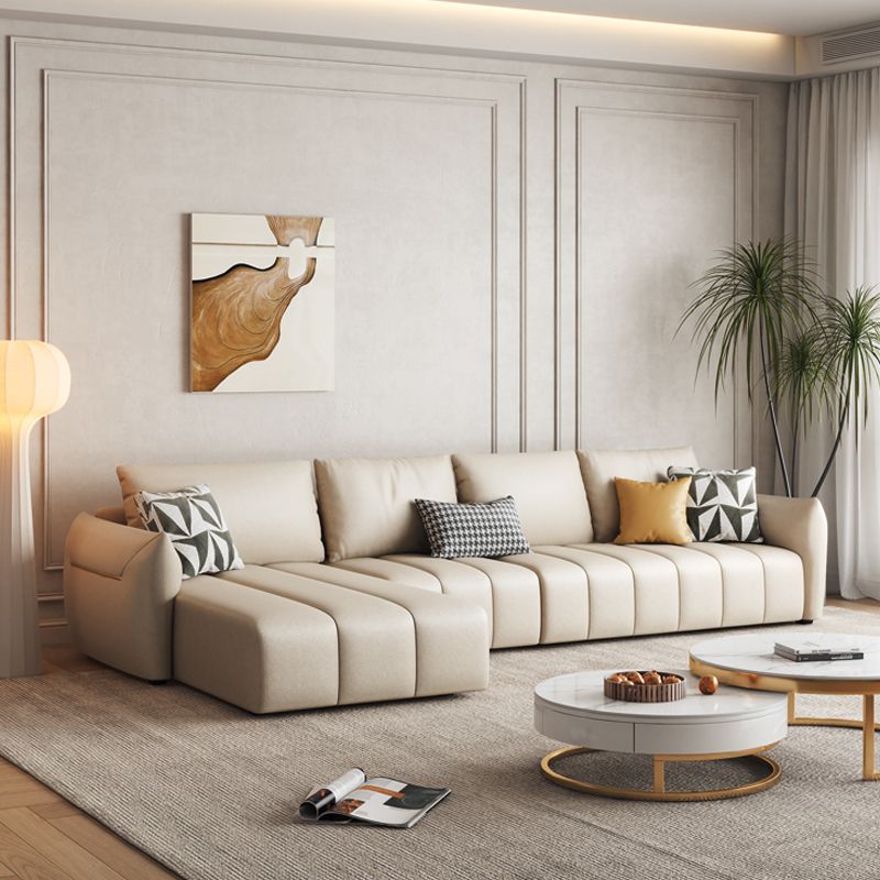 Canapé en coupe en cuir en faux cuir 32.28 "canapé crème haut avec coussins arrière