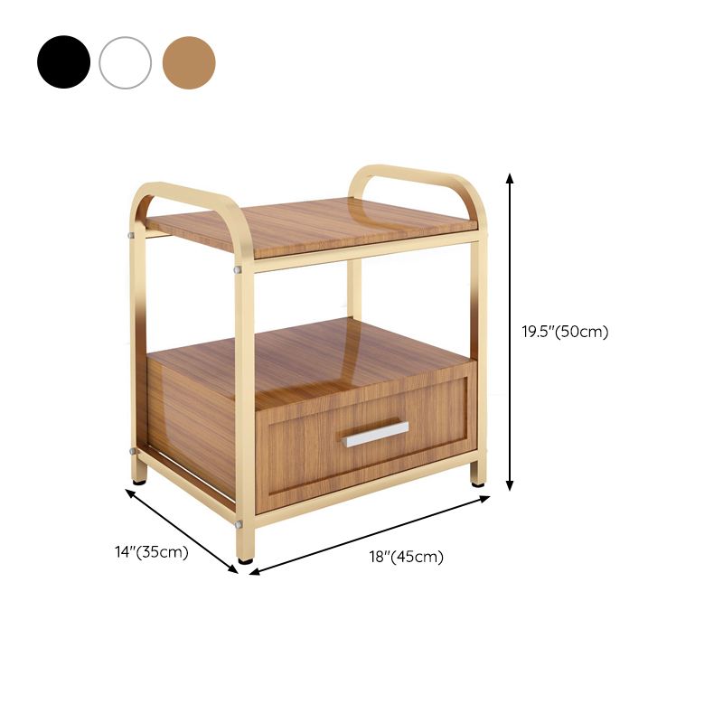 Wooden and Metal Bedside Cabinet Modern Minimalist Open Bedside Table with Legs Clearhalo 'Bedroom Furniture' 'furn' 'furn_night_stand' 'Furniture' 'night_stand' 'Nightstands' 1200x1200_12e568d2-c311-4737-8375-acfccdbc13a4