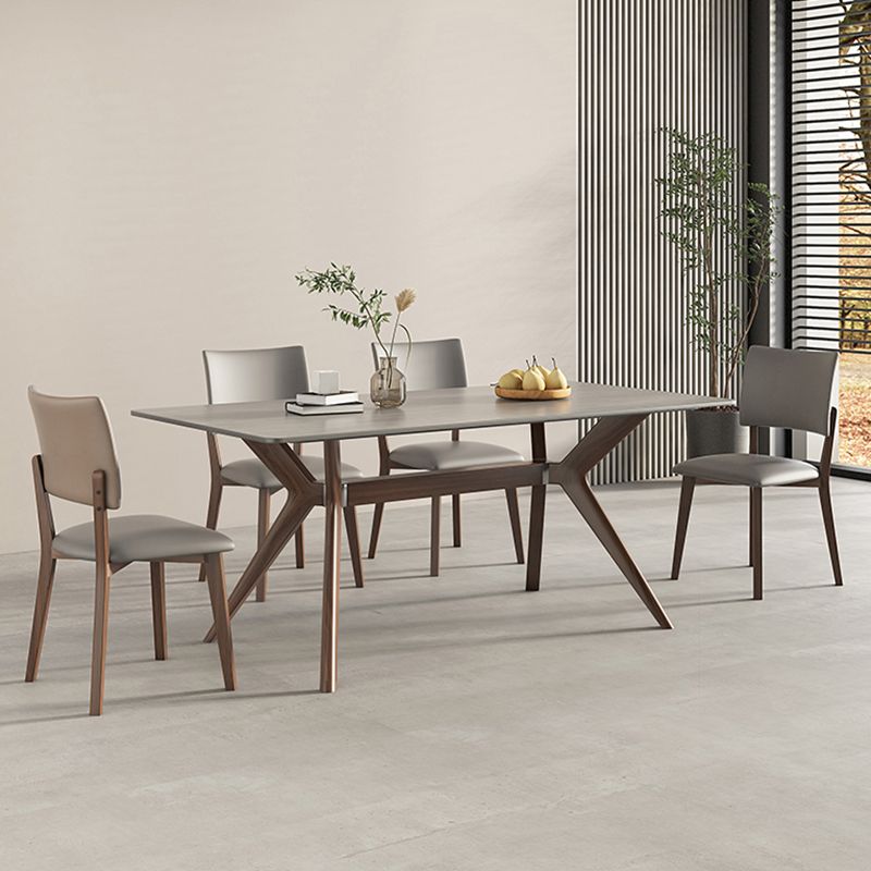 Estilo contemporáneo 1/4/5 Piezas Sillas de comedor Conjunta muebles de piedra rectangulares en gris